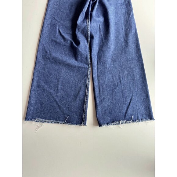 ZARA Marine Straight Indigo Stretch Denim High Waisted Wide Leg Jeans, Size 4/26 - Picture 9 of 12